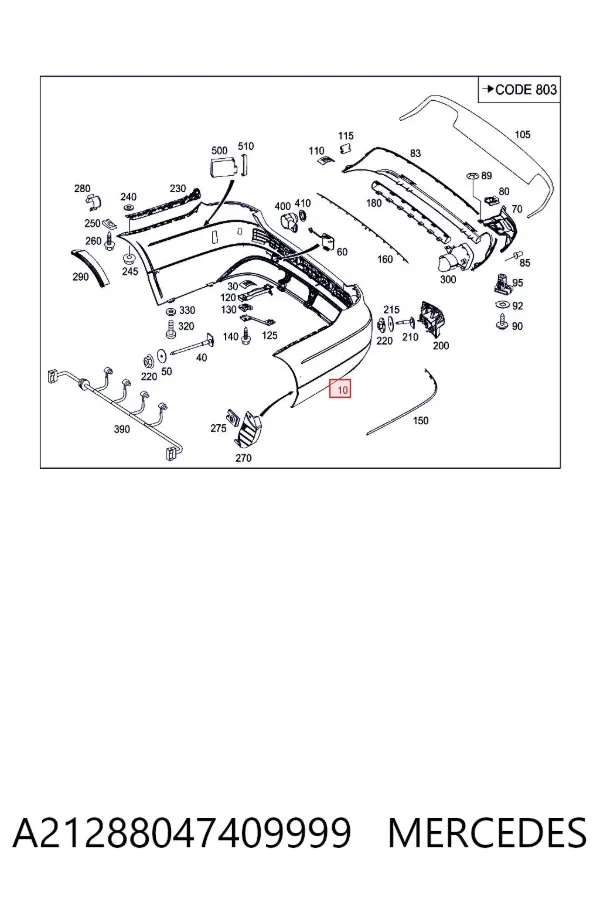 Купить A2128804740 Mercedes Задний бампер