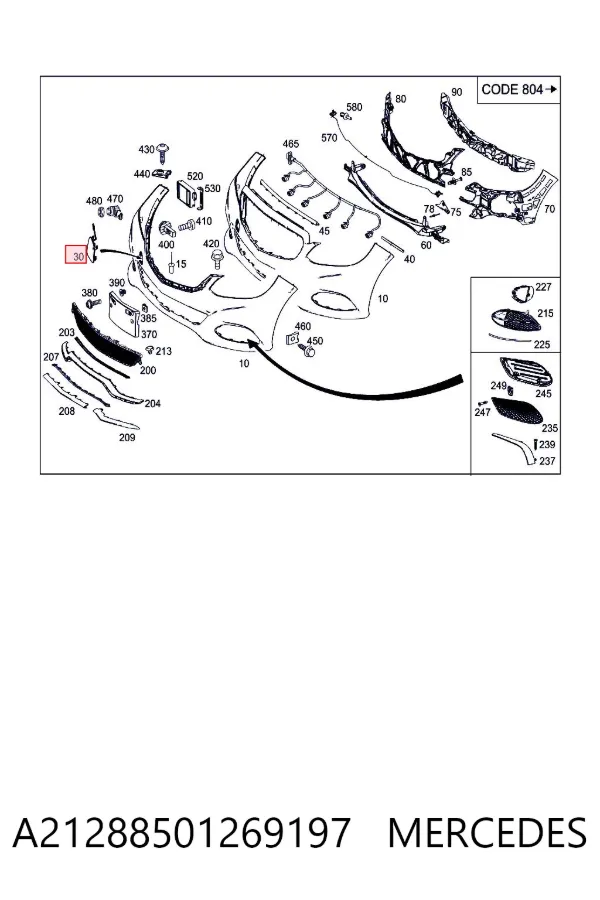 Заглушка буксировочного крюка A21288501269197 Mercedes