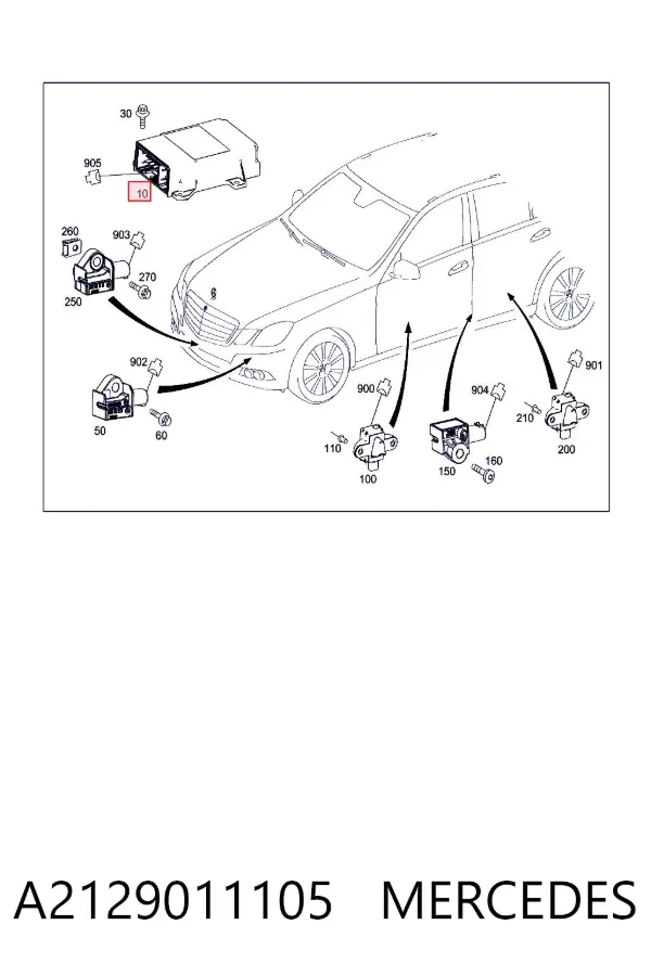 Модуль-процессор управления подушкой безопасности (ЭБУ AIRBAG) A2129011105 Mercedes