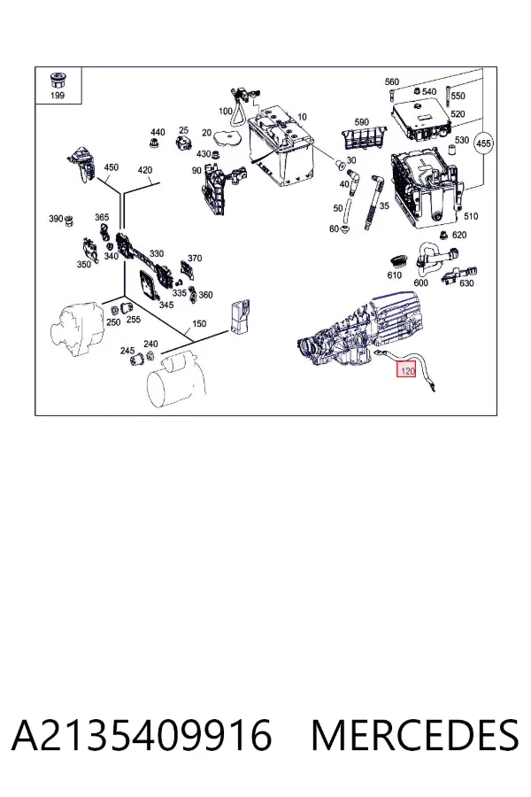 Кабель массы двигателя A2135409916 Mercedes