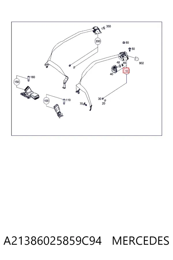 Ремень безопасности задний левый A2138602585 Mercedes