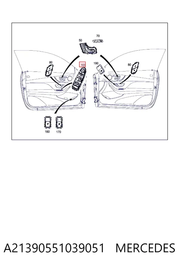 Купить A2139055103 Mercedes Кнопки переднего левого стеклоподъёмника