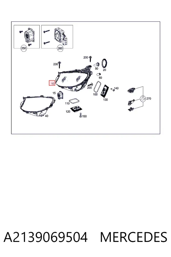Левая фара A2139069504 Mercedes