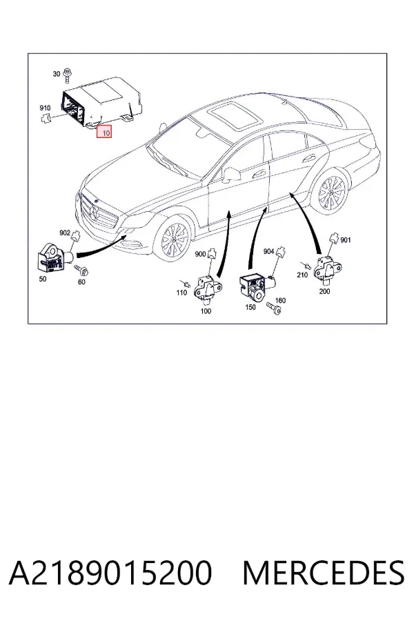 Модуль-процессор управления подушкой безопасности (ЭБУ AIRBAG) A2189015200 Mercedes
