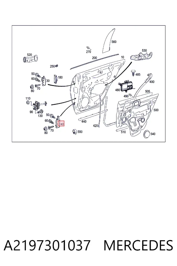 Петля двери задней правой A2197301037 Mercedes