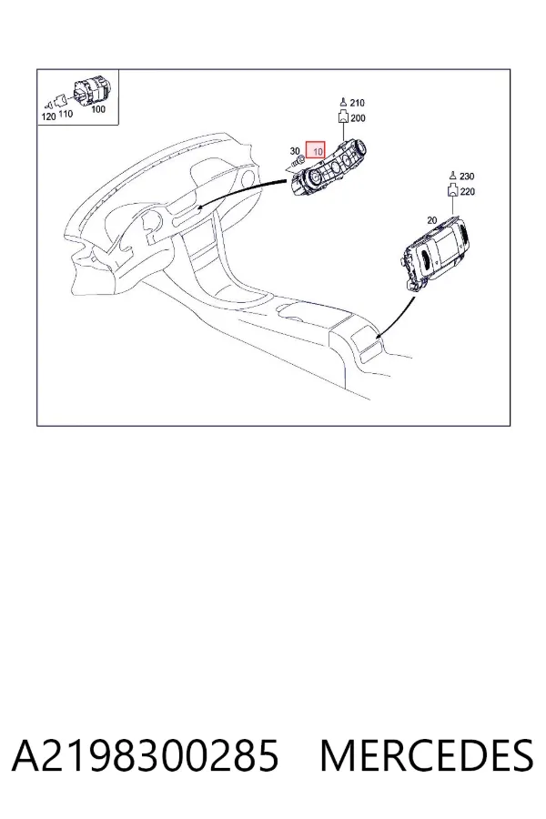 Блок управления кондиционером A2198300285 Mercedes