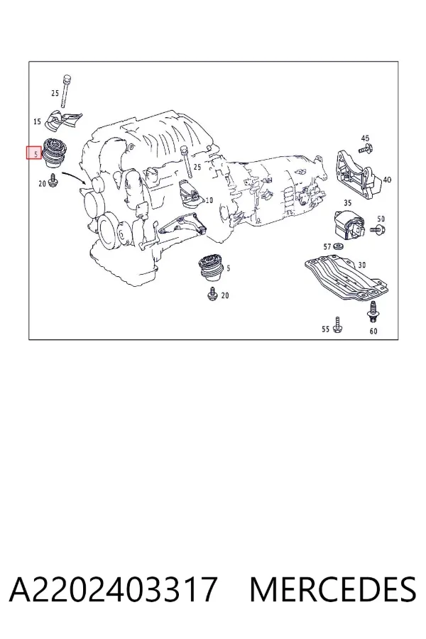 Левая/правая опора двигателя A2202403317 Mercedes