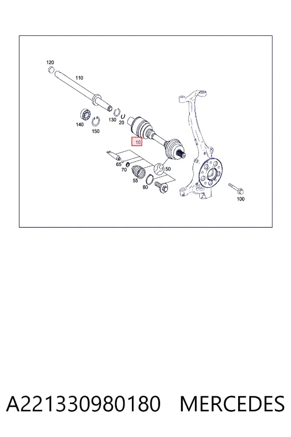 Правая полуось A221330980180 Mercedes