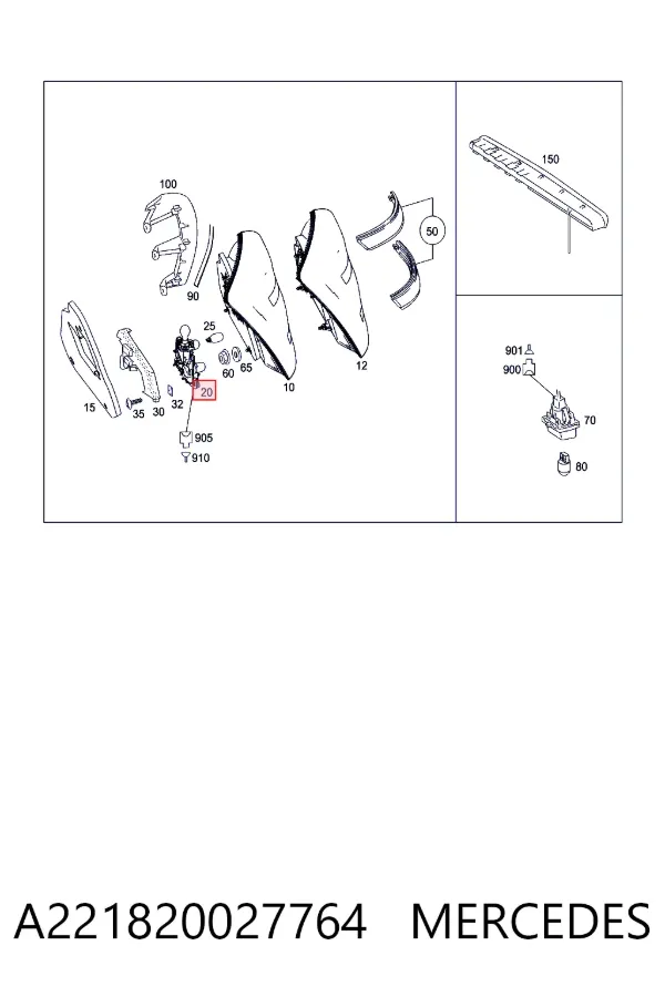 Плата заднего фонаря контактная A221820027764 Mercedes