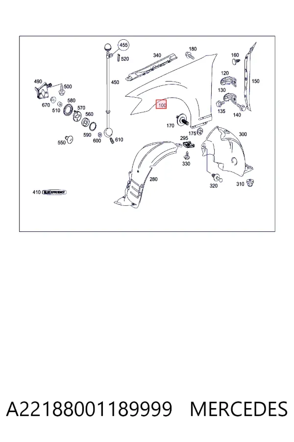 Крыло переднее левое Mercedes A2218800118 цена, от 166.39 USD