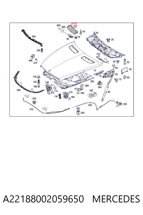 Решетка капота A22188002059650 Mercedes