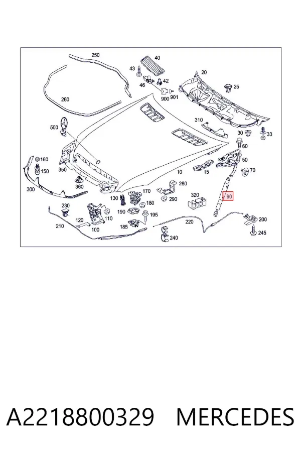 Амортизатор капота A2218800329 Mercedes