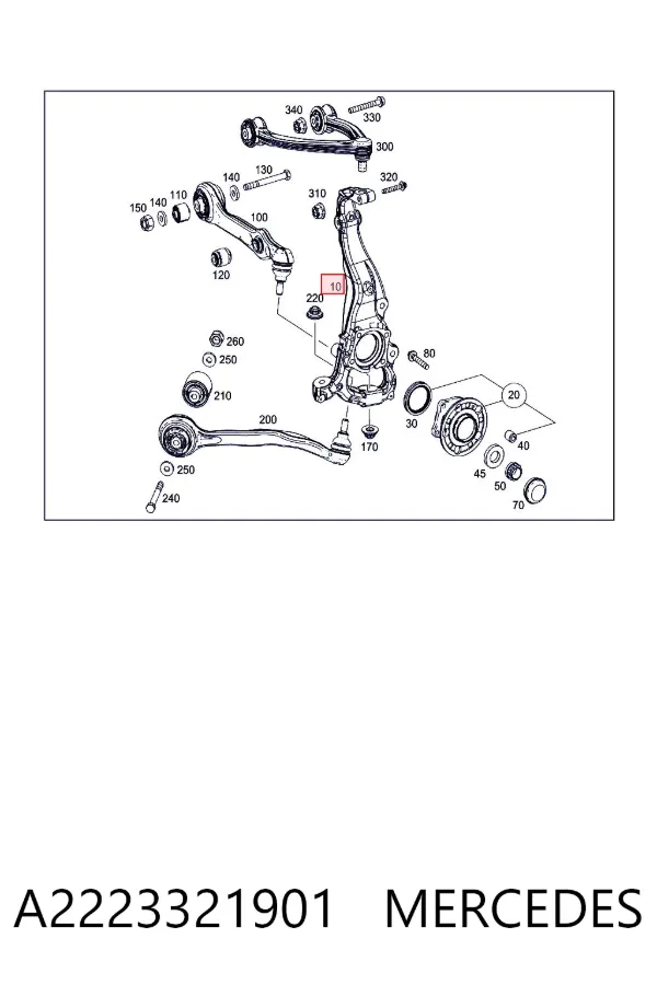 Цапфа передняя левая A2223321901 Mercedes