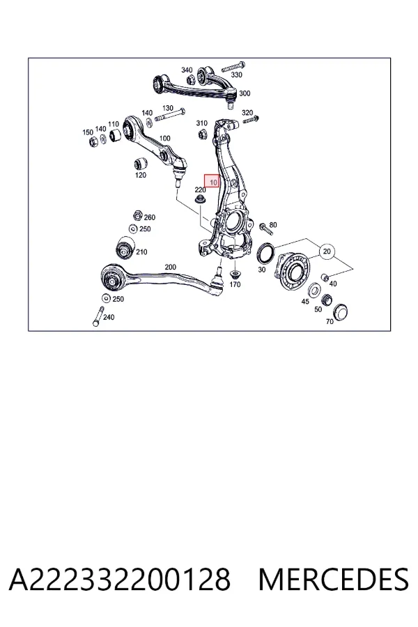 Купить A2223322001 Mercedes Ось передняя и поворотные кулаки
