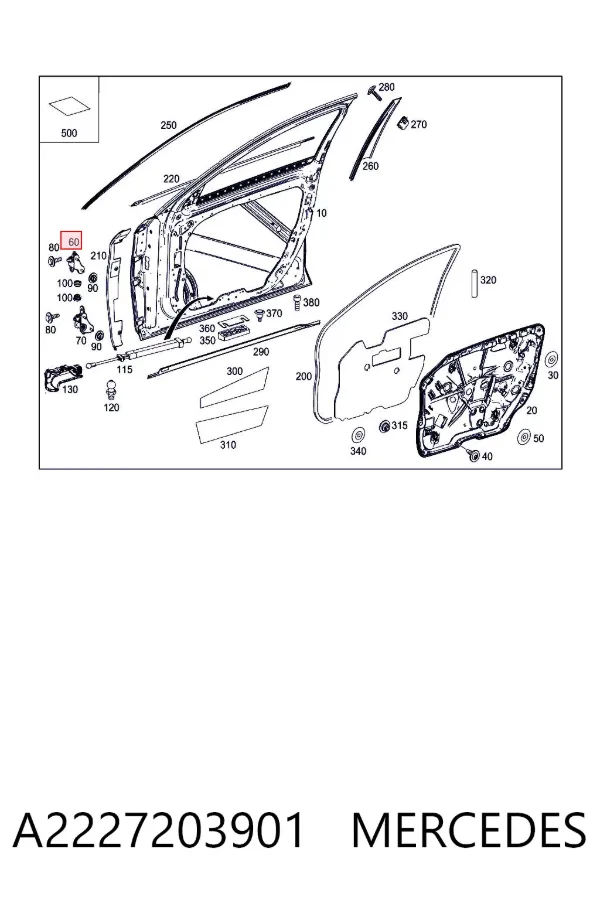 Петля двери передней левой A2227203901 Mercedes