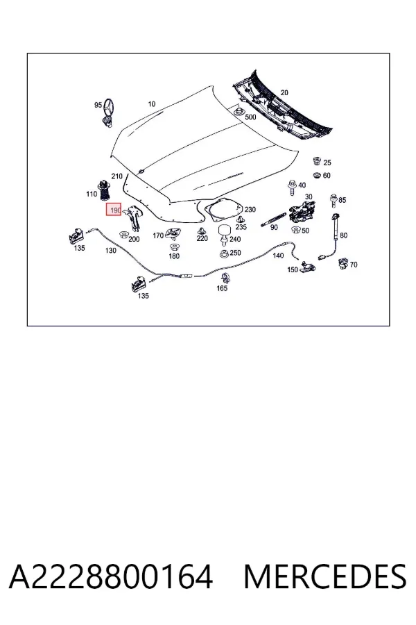 Петля капота левая A2228800164 Mercedes