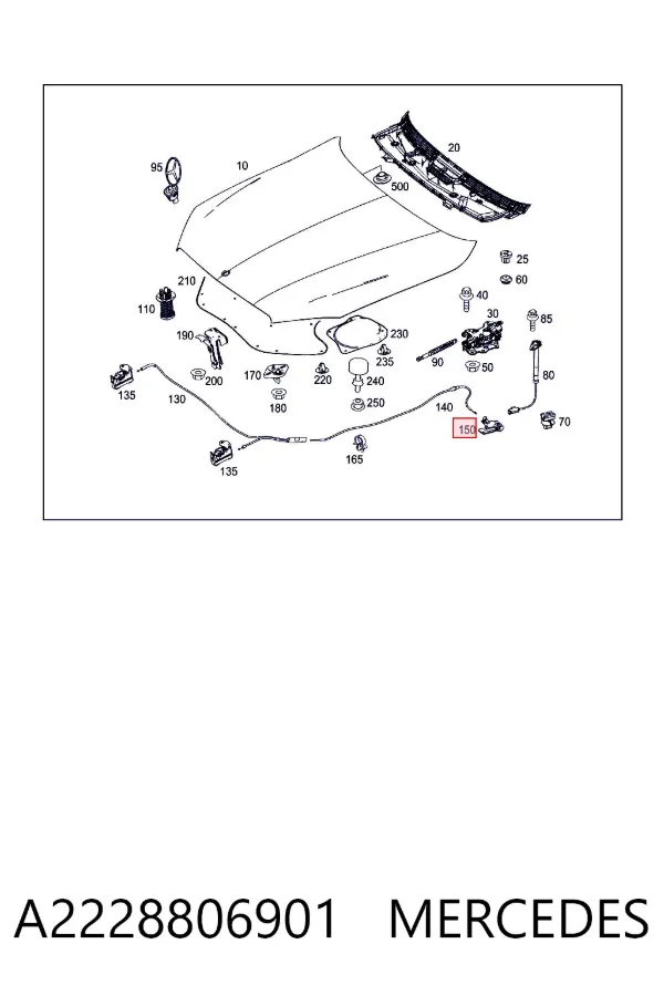 Ручка открывания капота A2228806901 Mercedes