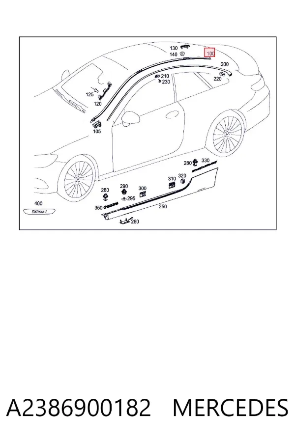 Молдинг крыши левый A2386900182 Mercedes