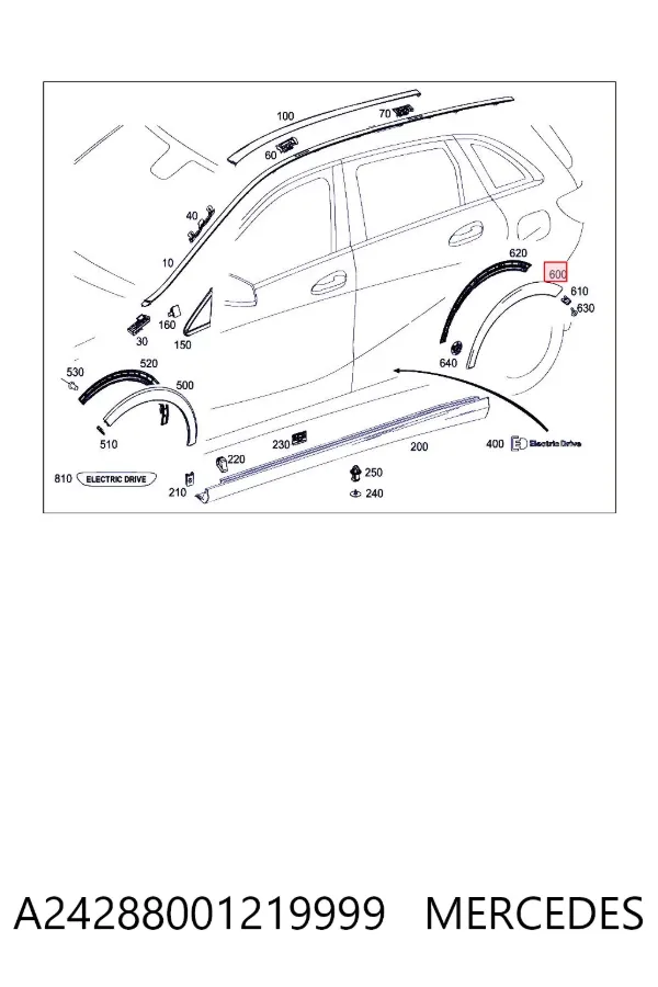 Расширитель (накладка) арки заднего крыла левый A24288001219999 Mercedes