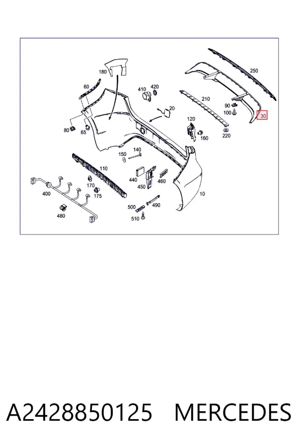 Спойлер заднего бампера A2428850125 Mercedes