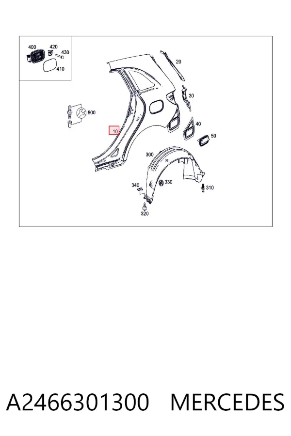 Крыло заднее левое A2466301300 Mercedes