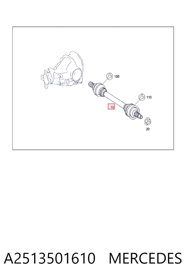 Полуось задняя правая A2513501610 Mercedes