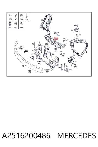Молдинг решетки радиатора MERCEDES A2516200486
