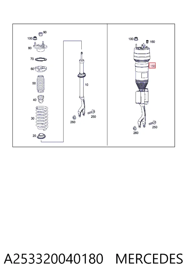 Стойка передняя правая Mercedes A2533200401