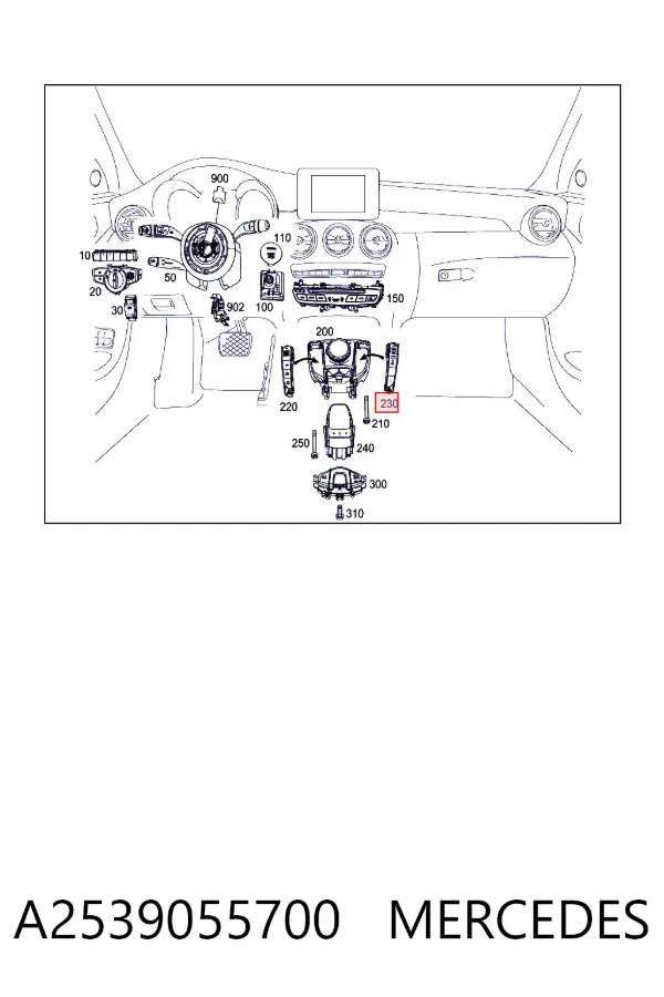 Блок кнопок центральной консоли A2539055700 Mercedes