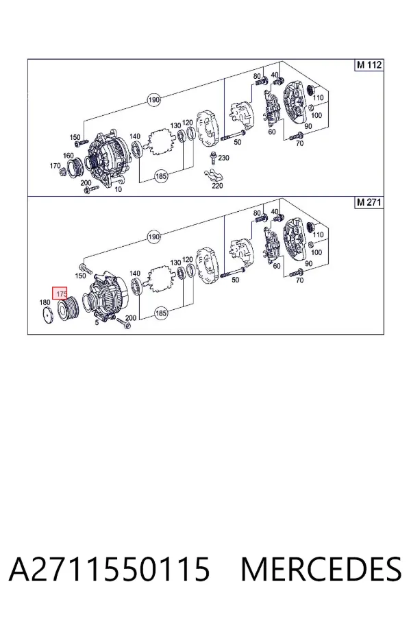 Шкив генератора A2711550115 Mercedes