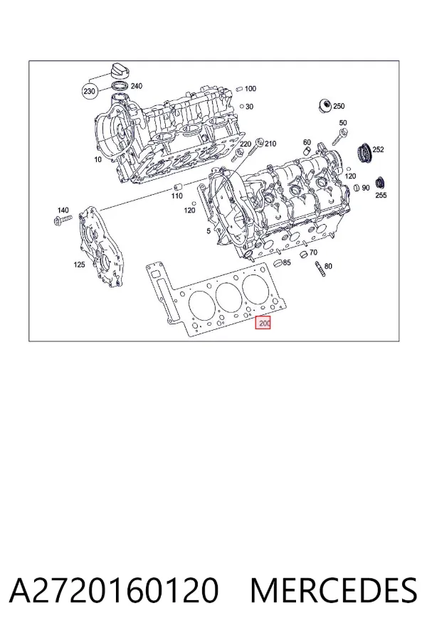 Левая прокладка ГБЦ A2720160120 Mercedes