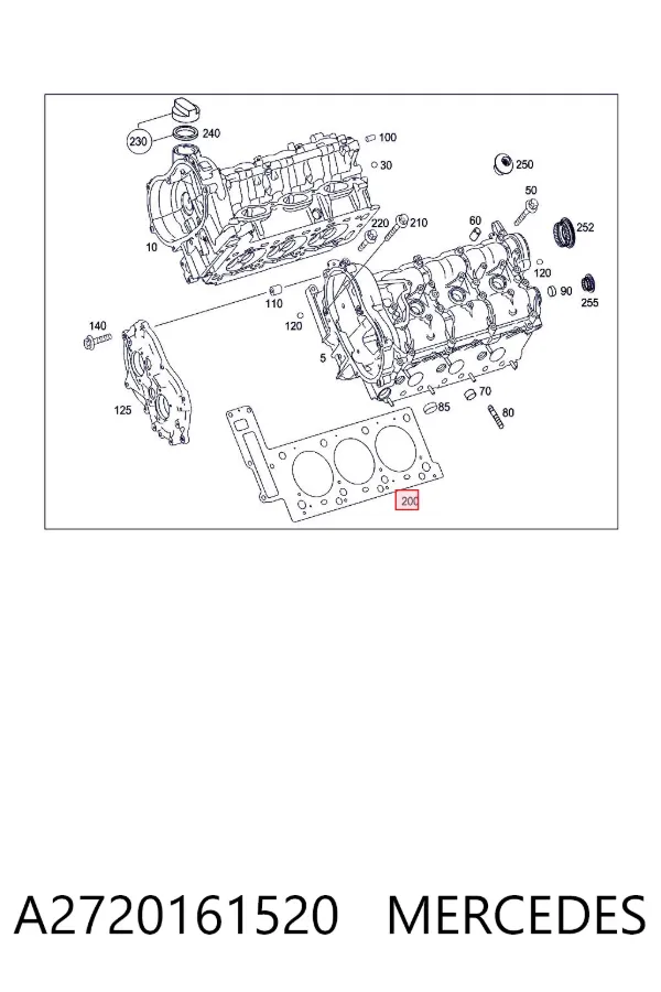 Левая прокладка ГБЦ A2720161520 Mercedes
