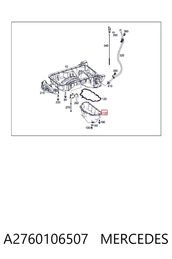 Поддон масляный картера двигателя, нижняя часть A2760106507 Mercedes