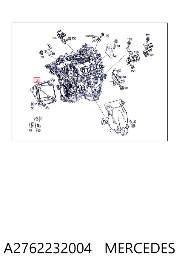 Кронштейн подушки (опоры) двигателя правой A2762232004 Mercedes