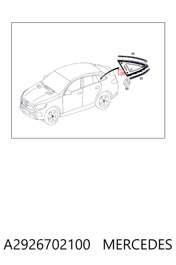 Стекло кузова (багажного отсека) левое A2926702100 Mercedes