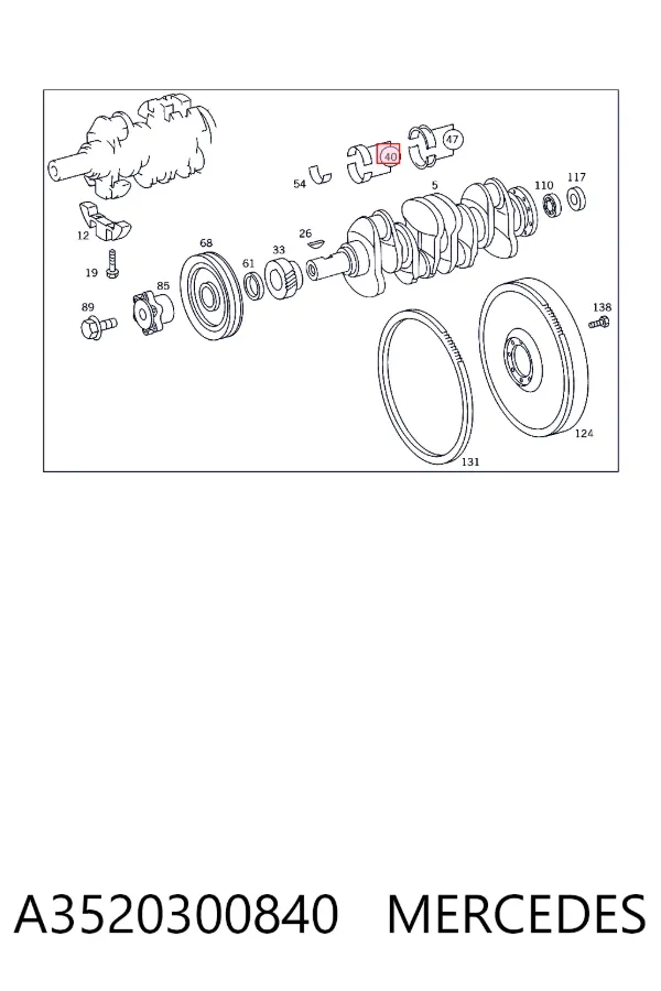Вкладыши коленвала коренные, комплект, 2-й ремонт (+0,50) A3520300840 Mercedes