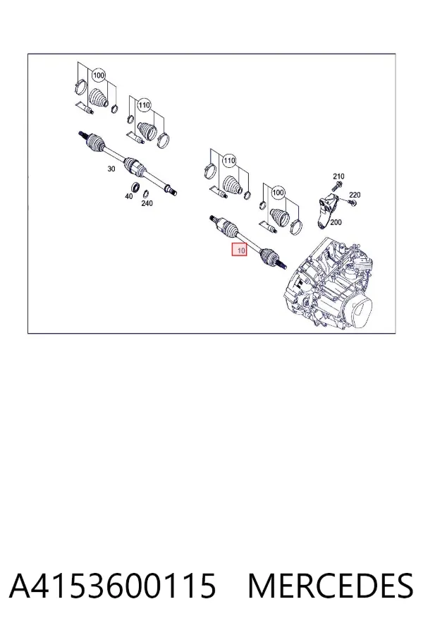Левая полуось A4153600115 Mercedes