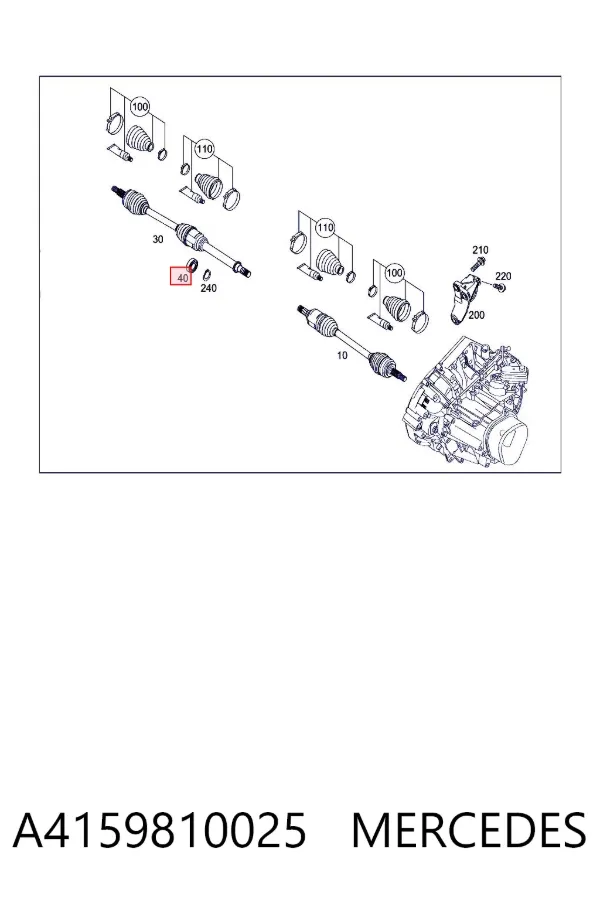 Подвесной подшипник передней полуоси A4159810025 Mercedes