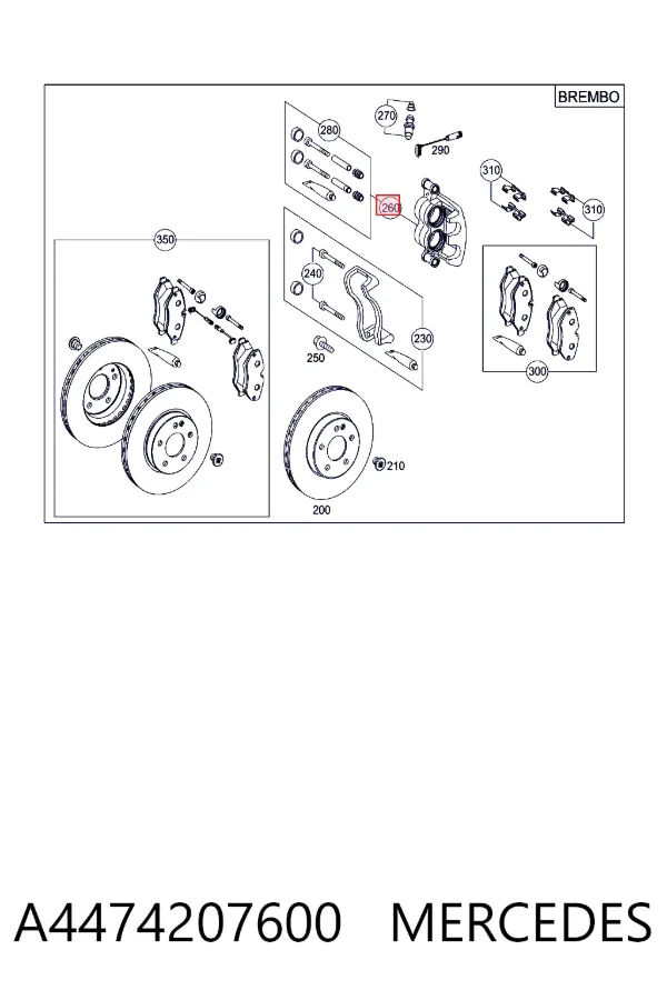 Суппорт тормозной передний левый A4474207600 Mercedes