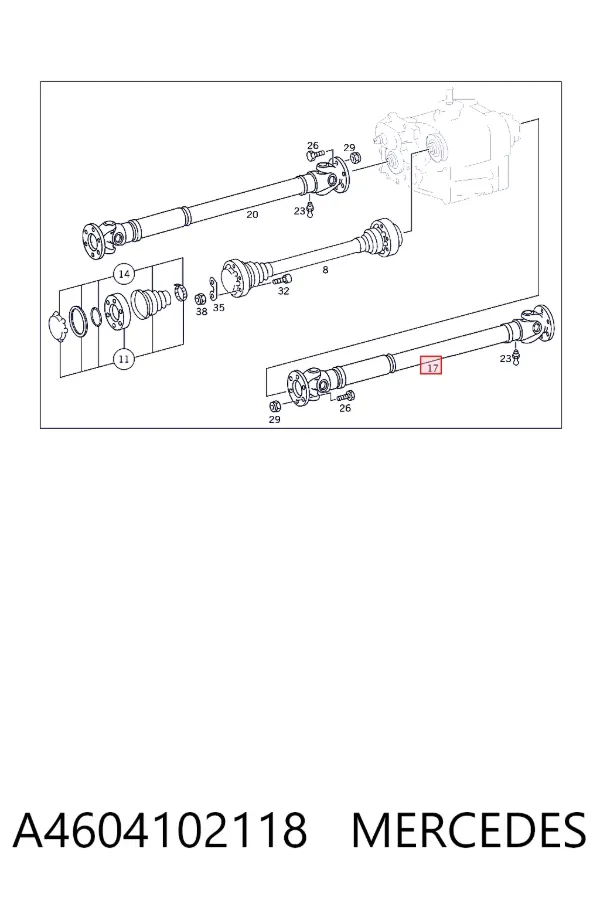 Кардан задний A4604102118 Mercedes