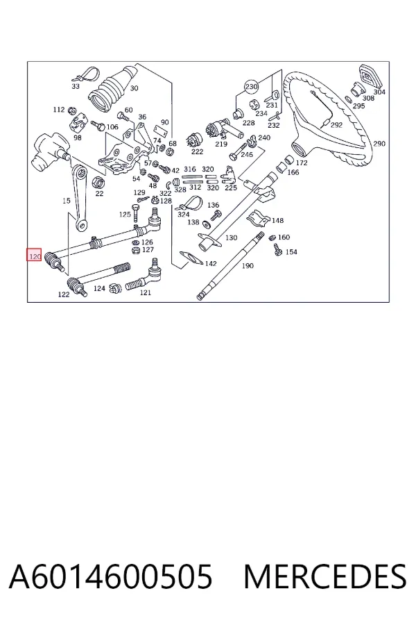 Тяга рулевая передней подвески продольная A6014600505 Mercedes