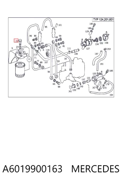Болт трубки турбины подачи масла MERCEDES A6019900163