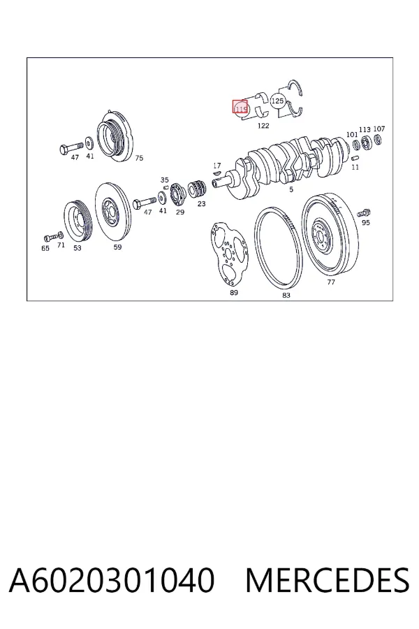 Вкладыши коленвала коренные, комплект, стандарт (STD) A6020301040 Mercedes