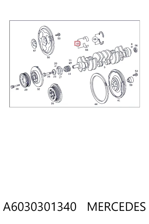 Вкладыши коленвала коренные, комплект, 2-й ремонт (+0,50) A6030301340 Mercedes