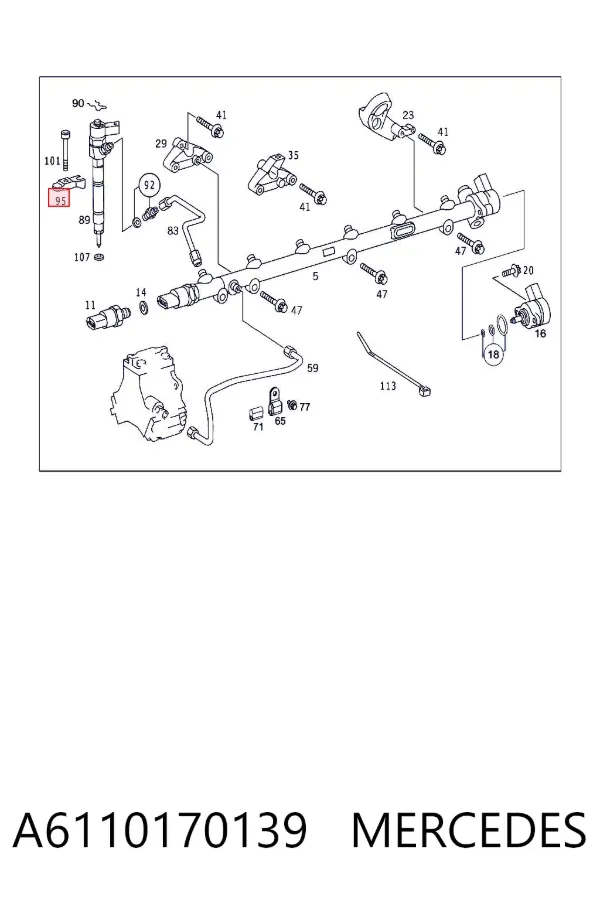 Кронштейн крепления форсунки A6110170139 Mercedes