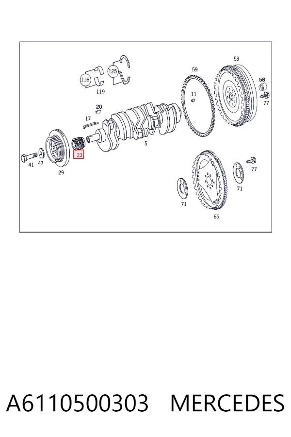 Звездочка привода коленвала A6110500303 Mercedes