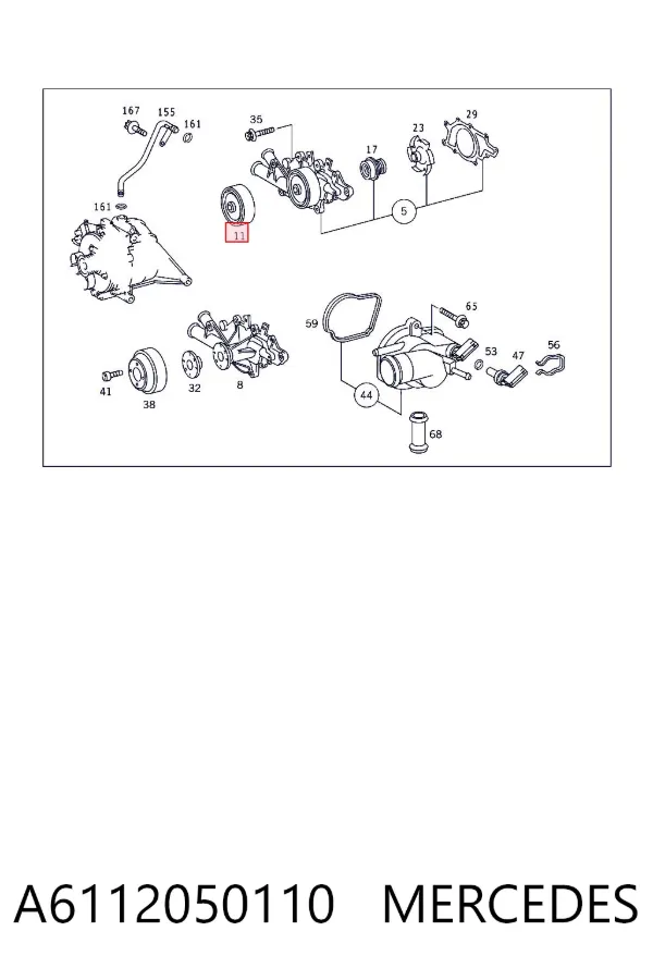 Шкив помпы A6112050110 Mercedes