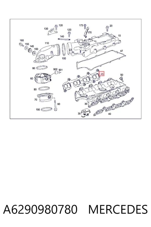 Прокладка впускного коллектора правая A6290980780 Mercedes