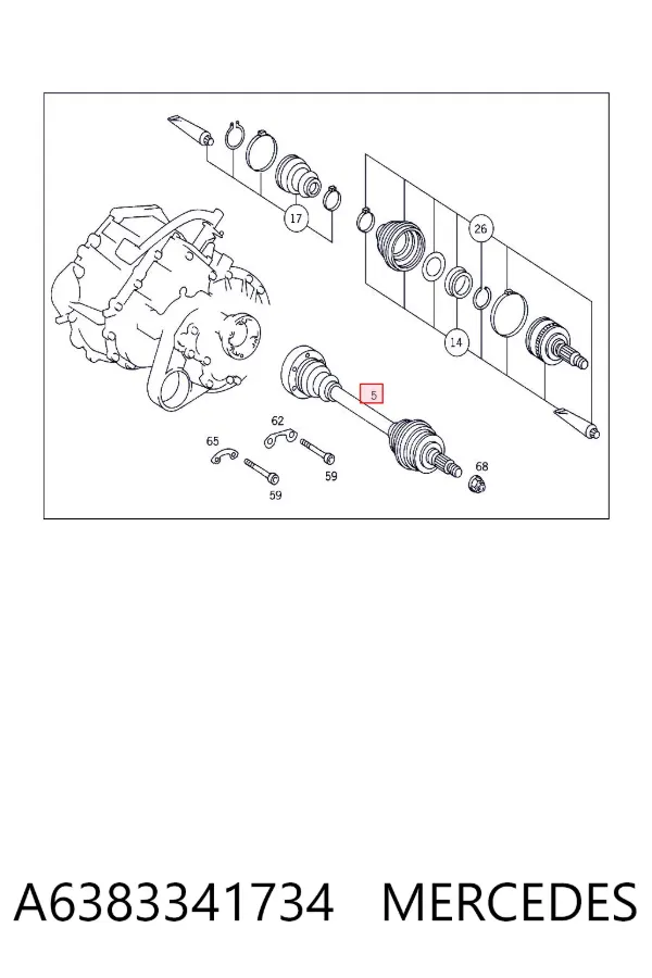 Полуось передняя A6383341734 Mercedes