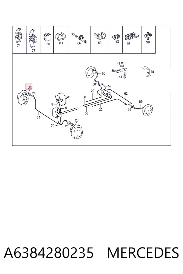 Шланг тормозной передний A6384280235 Mercedes